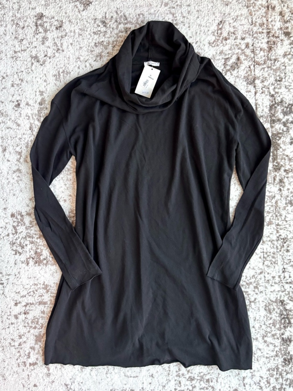 NWT Saxx 100% Cotton Black Cowl Neck Long Sleeve Tunic Made in Italy